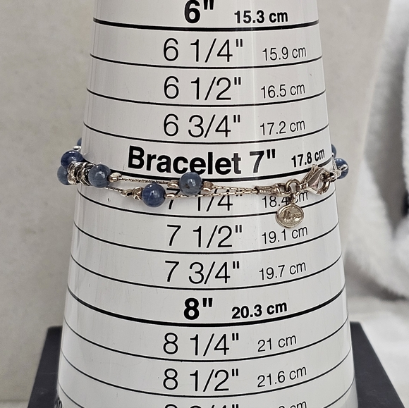 Silpada 925 Silver Sodalite Bead Station Bracelet 7” Wrist Fit - Picture 9 of 9